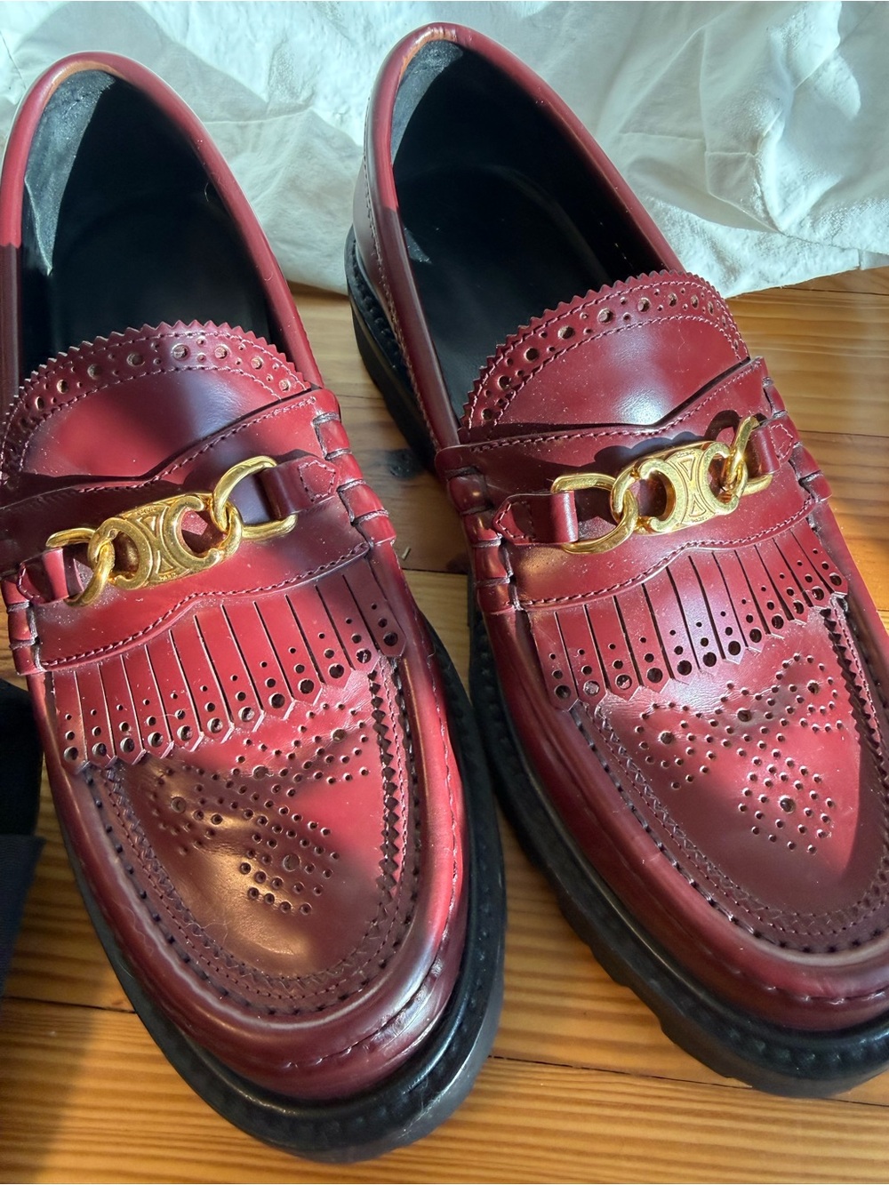 Celine Margaret burgundy leather loafers EU 37.5=US 7.5 - Picture 2 of 6